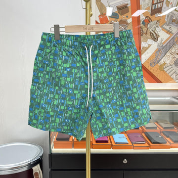 Hermes Swim Trunks Green/Blue H658101H41U 155455468