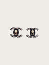 CHANEL Black Pearl Crystal Lock CC Earrings 155455912 [P]