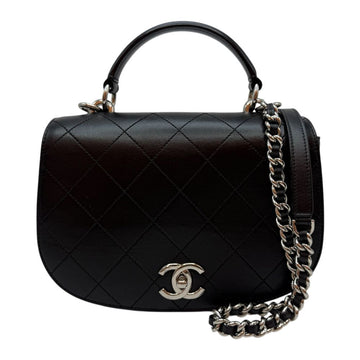CHANEL シーズン トップハンドル フラップ チェーン ショルダーバッグ ブラック 155456373