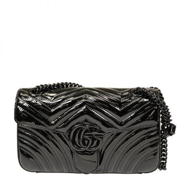 GUCCI GG マーモント パテント ミニ ショルダーバッグ stamp: 446744 AACC2 1000 130370851