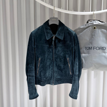 Tom Ford Suede Trucker Jacket with Leather Trimming (Size 50) 155462788