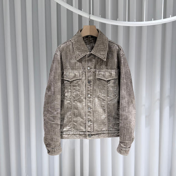 Fendi Velvet Denim Trucker Jacket Beige 48 155462826