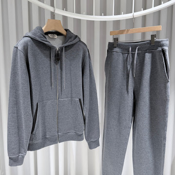 Hermes Cashmere Cotton Hooded Zip-Up Training Pants Set 155463522