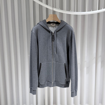 HERMES キャッシュミアコットンフードジップアップグレー 155467009