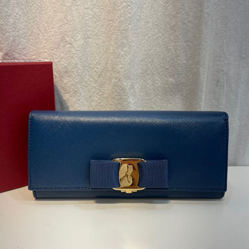 Salvatore Ferragamo Navy Long Wallet with Lock Buckle 155485805