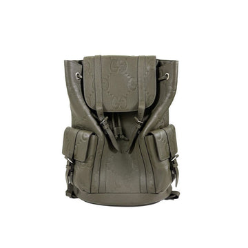Gucci Men's Jumbo GG Logo Leather Backpack Large Dark Green 625770 155379897