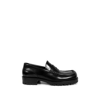 Dries Van Noten Leather Penny Square Toe Slot Loafers Shoes Black 43 155290550