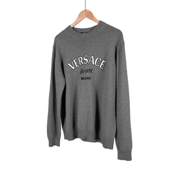 VERSACE Herren Milano Stitch Logo Wollpullover Grau 52 154765060