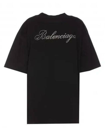BALENCIAGA バックライン ストーン ロゴ Tシャツ 641655 TPVP7 1000 133028197