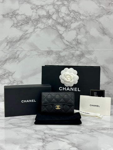 CHANEL クラシックゴールドメタルカードケースキャビアブラック 155488593