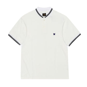 Needles QV354 A-Off White Shawl Collar Polo Short Sleeve T-Shirt 144646572