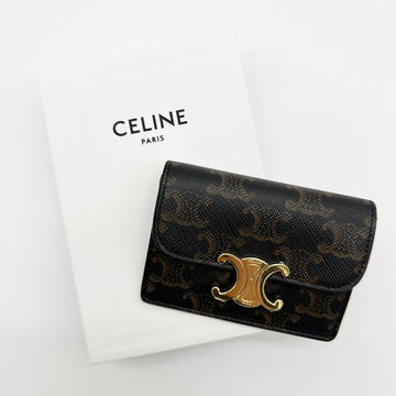Celine Triope Canvas Card Holder Dark Brown 10I582CPJ 04LU 155498845