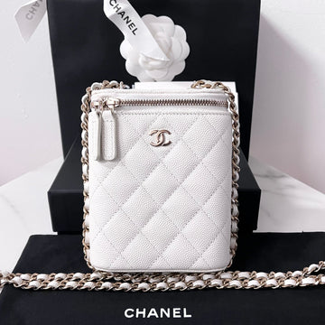 CHANEL Vanity White Caviar Chain Crossbody Bag AP2195 155499792
