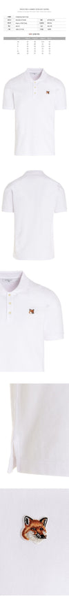 Maison Kitsune Men's Fox Head Patch Polo Shirt White FU00203KJ7007 P100 56562649 [P]