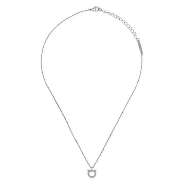 SALVATORE FERRAGAMO クリスタル ガンチーニ ラージ ネックレス シルバー 76-0132 0696657 141060392