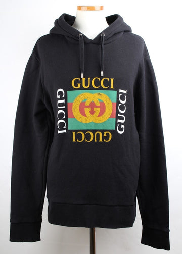 GUCCI Vintage Hoodie mit Boxlogo Schwarz M(100) 155518015
