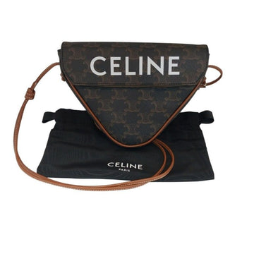 CELINE Logo-Druck Triomphe Dreiecks Canvas Tan Crossbody Bag 195902 155518536