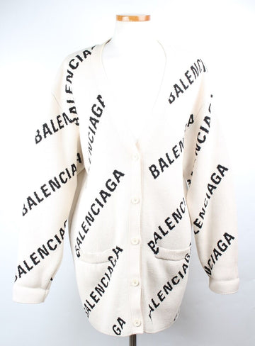 BALENCIAGA マルチロゴカーディガン ホワイト S(100 105) 155518624