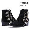 Toga Pulla AJ006 SUEDE BLACK Women's Buckle Ankle Boots 146725187 [P]
