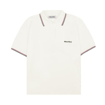 MIU MIU Piqué Poloshirt mit gesticktem Logo 155525104