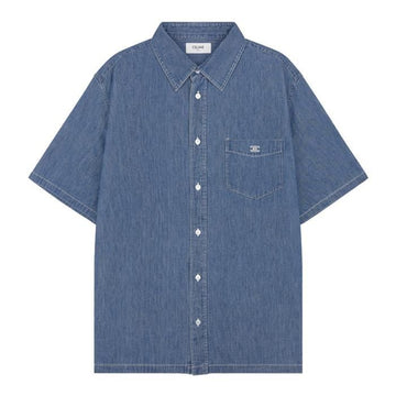 CELINE Kurzarmhemd aus Baumwoll-Denim 155525109