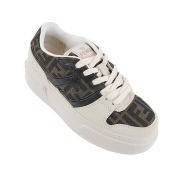 FENDI Match Canvas Low-Top Sneakers in White Suede 155525122