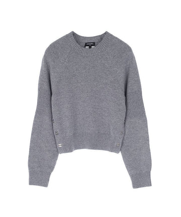 CHANEL 24B Seiten CC-Logo Turnlock Pullover 36 Grau 4ET1788 120585964
