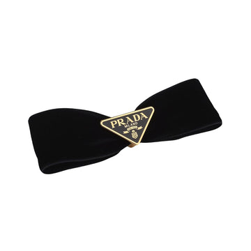 PRADA 3E155 Goldfarb-Dreiecks-Logo Samt-Rips Haarclip 37085Y 155526006