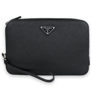 Prada Men's Triangle Logo Saffiano Pouch Strap Clutch Bag (Black) 2VF017 9Z2 F0002 126655767