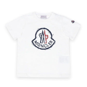 Moncler Kids Logo Drawing Print Short Sleeve (Ivory) 8C00014 89AFV 034 8,10A 128258406