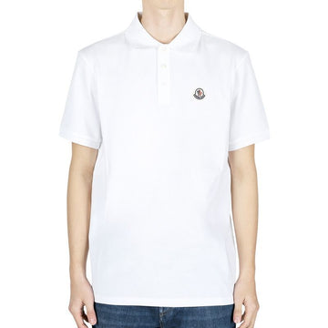 MONCLER モンクレール メンズ ロゴ パッチ PK 半袖 Tシャツ (ホワイト) 8A00009 84556 002 122441920