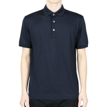 ZEGNA エルメネジルド ゼニア メンズ コットン シルク PK 半袖 (ネイビー) UF341A9 F786 B09 129244414