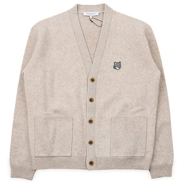 MAISON KITSUNE メンズ フォックス ヘッド ミラノ ラムウール カーディガン (タンベージュ) PM00510KT1180 0335 151505767