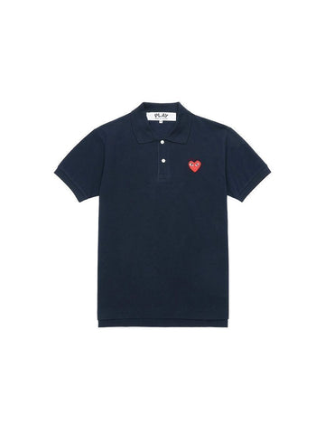 Comme Des Garcons Red Heart Polo T-Shirt Navy stamp: AXT006051-NY 142602329