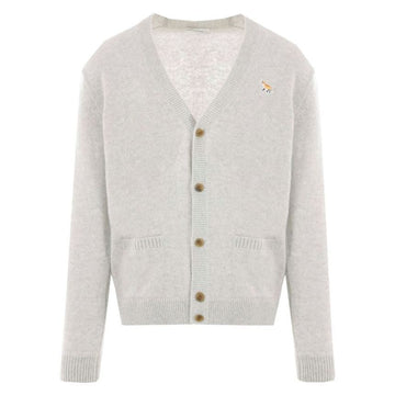 Maison Kitsune 24SS Fox Patch Wool Cardigan Light Grey Mélange LM00507KT1006 H120 114555571