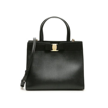 SALVATORE FERRAGAMO 26SS ニュー バラ ボウ ミディアム トートクロスバッグ ブラック 21-I290 0734058 150622423