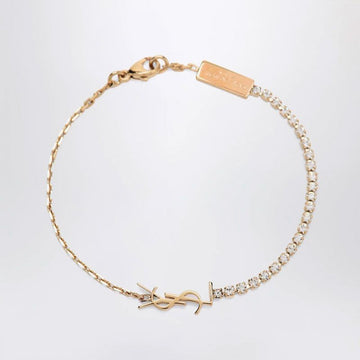 SAINT LAURENT 26SS Metall- und Strass-Ophium Charm Armband Kristall Gold 712345Y1526 8066 153401431