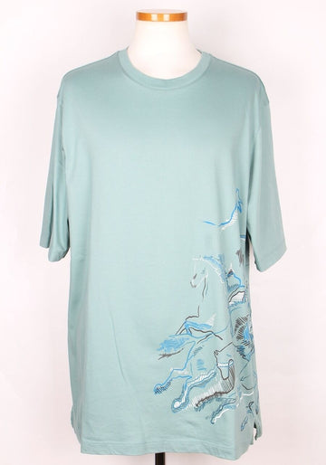 Hermes Horse Print Short Sleeve T-Shirt Mint XXL 155539453