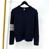THOM BROWNE Schrägband-Kabelstrick Navy (MKA402A) 155547670 [P]
