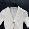 Thom Browne Short Sleeve Cable Cardigan White FKC418A 155553640 [P]