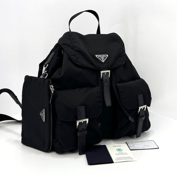 PRADA Rleinylon Dreiecklogo Rucksack Schwarz Medium (1BZ811) 155553769