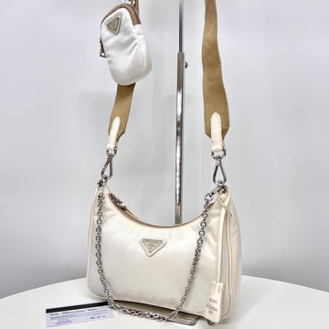 Prada Re-edition Multi Tessuto Hobo Bag Crossbody White (1BH204) 155553770
