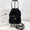 Prada Triangle Logo Nylon Bucket Bag Black (1BH038) 155553794 [P]