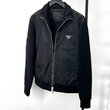 Prada Triangle Logo Re-Nylon Zip Jacket Black 155553796