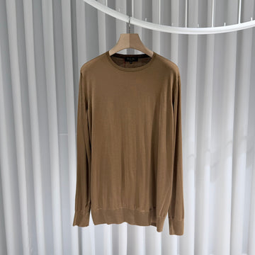 Loro Piana Crew Neck Pullover Wool Knit Sweater Brown 155579294