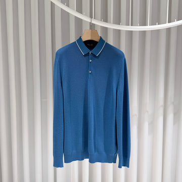 Loro Piana Virgin Wool Cashmere Polo Collar Knit Sweater 155579306