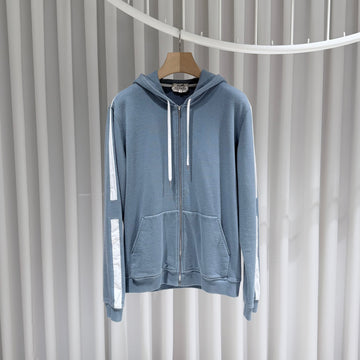 Hermes Cotton Contrast Trim Hoodie Zip-Up Shorts Set (L,L) 155579578