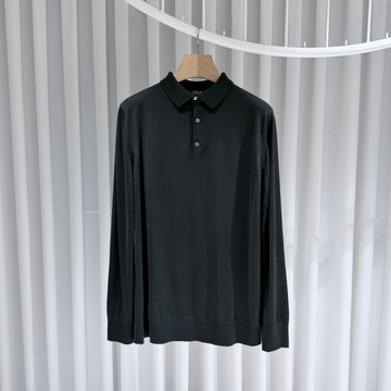 LORO PIANA ウールカラー付きポロニットセーター (54) 155579583