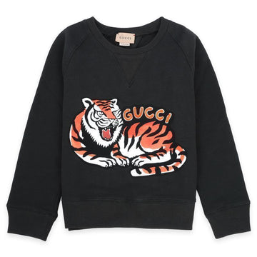 GUCCI キッズ コットン タイガー クルーネック プルオーバー (ブラック) 711682 XJEZZ 1073 54764582