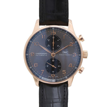 PRE-OWNED IWC ポルトギーゼ クロノグラフ イエローゴールド 40.9MM レザーバンド 時計 kk35052638 155584485